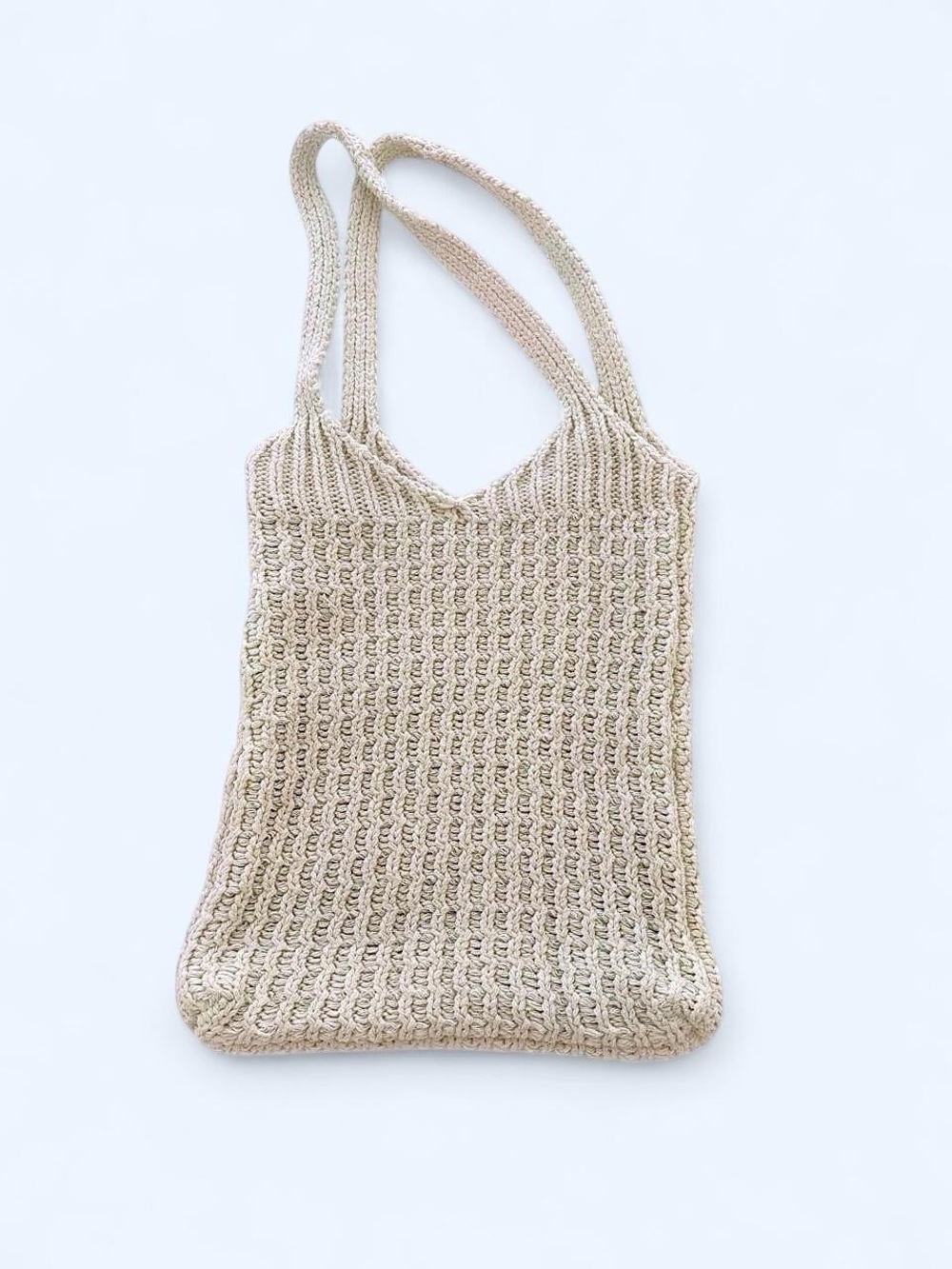 Cream Knit Crochet Market Tote Bag